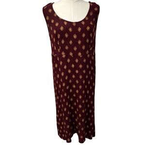 Vintage Rabbit Rabbit Rabbit Rayon Slip Dress‎ Womens M USA Made Maroon Gold